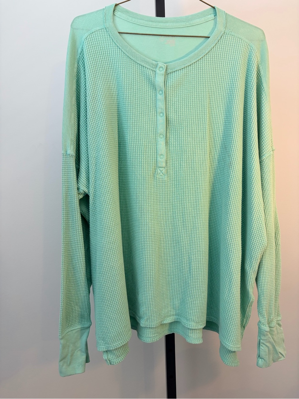 Offline by Aerie Light Mint Thermal Henley Long-Sleeve Top